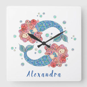 Horloge Carrée Sirène personnalisée