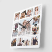 Horloge Carrée Sisterhood Script Family Memory Photo Grid Collage (Angle)