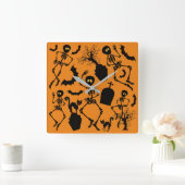 Horloge Carrée Skeletons d'Halloween Macabre Dance (Maison)