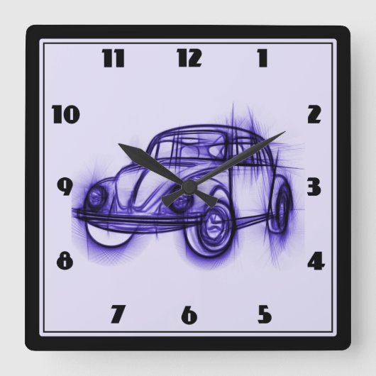 Horloge Carrée Sketch de la voiture cool (Recto)