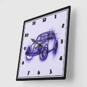 Horloge Carrée Sketch de la voiture cool (Angle)