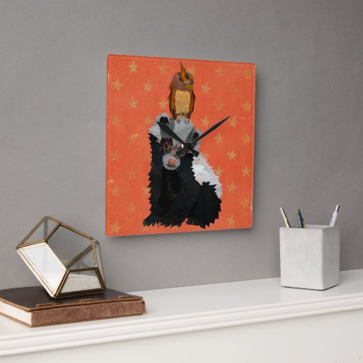 HORLOGE CARRÉE SKUNK & OWL (Bureau)