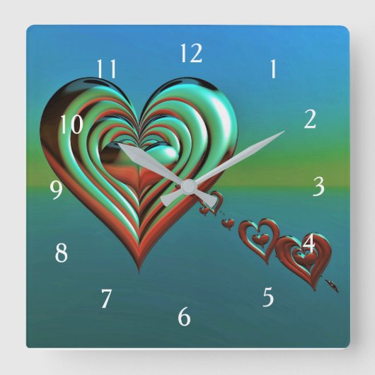 Horloge Carrée Sky High Hearts (Recto)