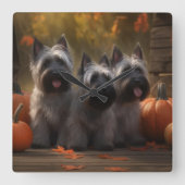 Horloge Carrée Skye Terrier Chiot Automne Citrouille délice (Recto)