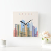 Horloge Carrée Skyline de la ville de San Diego (Maison)