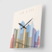 Horloge Carrée Skyline de la ville de San Diego (Angle)