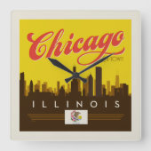 Horloge Carrée Skyline de l'Illinois (Recto)