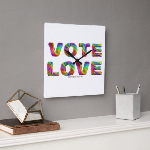 Horloge Carrée SlipperyJoe vote amour égalité fourrure arc-en-cie