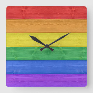 Horloge Carrée SlipperyJoe's classique arc-en-ciel tactile fait m