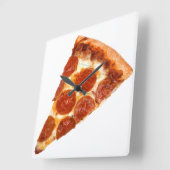 Horloge Carrée SlipperyJoe's classique pepperoni pizza tranche fo (Angle)
