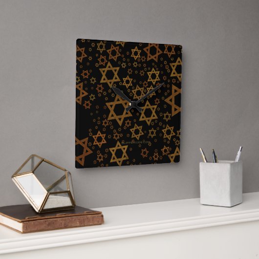 Horloge Carrée SlipperyJoe's Happy Hanoukka multiples étoiles de  (Bureau)