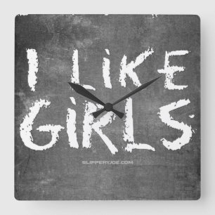 Horloge Carrée SlipperyJoe's I Like Girls sale tableau noir t