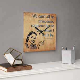 Horloge Carrée SlipperyJoe's Princess clap marchant drôle les ann