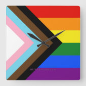 Horloge Carrée SlipperyJoe's Progress Pride Drapeaux gay cadeaux (Recto)