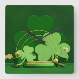 Horloge Carrée SlipperyJoe's Saint Patrick's Day LGBTQIA à trois