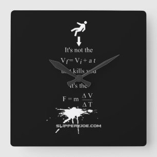 Horloge Carrée SlipperyJoe's Science mathématique splatter stickm