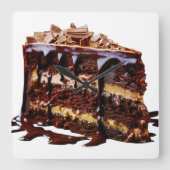 Horloge Carrée SlipperyLa décadence de gâteau au chocolat pur de (Recto)