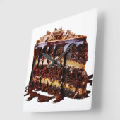 Horloge Carrée SlipperyLa décadence de gâteau au chocolat pur de (Angle)