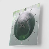 Horloge Carrée Sloppy Manatee (Angle)