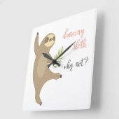 Horloge Carrée Sloth Dancing | Pourquoi Pas ? (Angle)