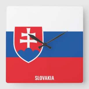 Horloge Carrée Slovaquie Drapeau éblouissant patriotique