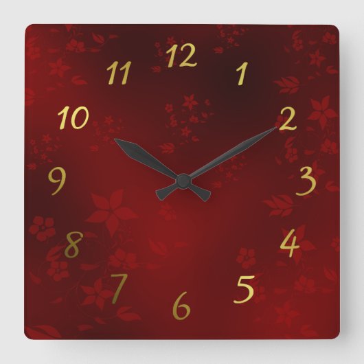 Horloge Carrée small delicate Asian flowers on solive clock (Recto)