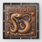 Horloge Carrée Snake Rat Coiled Besties (Recto)