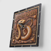 Horloge Carrée Snake Rat Coiled Besties (Angle)