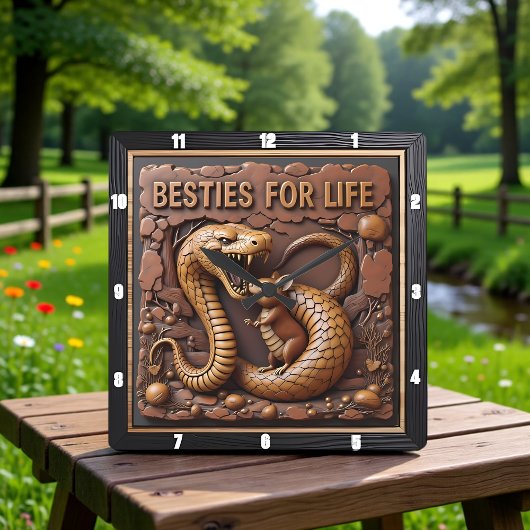 Horloge Carrée Snake Rat Coiled Besties