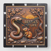 Horloge Carrée Snake Rat Sunset Friends (Recto)