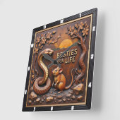Horloge Carrée Snake Rat Sunset Friends (Angle)