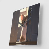 Horloge Carrée Sneaky cat  (Angle)