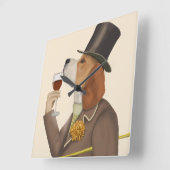 Horloge Carrée Snob de vin beagle (Angle)