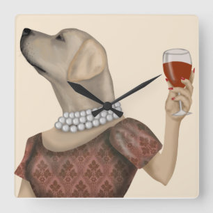 Horloge Carrée Snob de vin du Labrador jaune