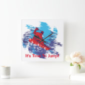 Horloge Carrée Snowboarder rouge (Maison)