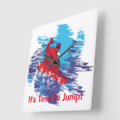Horloge Carrée Snowboarder rouge (Angle)