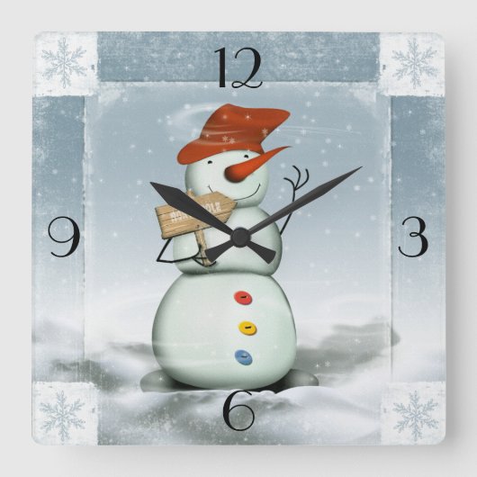 Horloge Carrée Snowman (Recto)