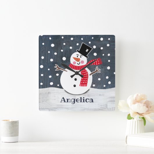 Horloge Carrée Snowman (Maison)
