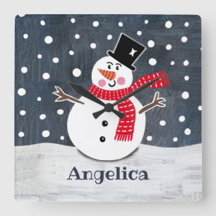 Horloge Carrée Snowman