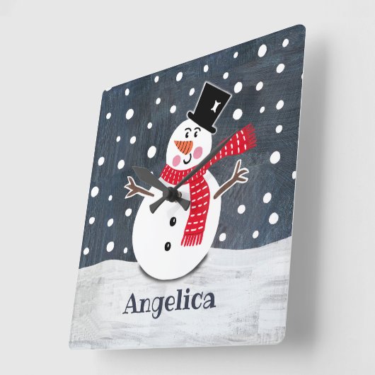 Horloge Carrée Snowman (Angle)