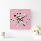 Horloge Carrée Snowman avec Snowman Pine Tree (Maison)
