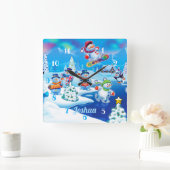 Horloge Carrée Snowmen Winter Wonderland. Large clock (Maison)