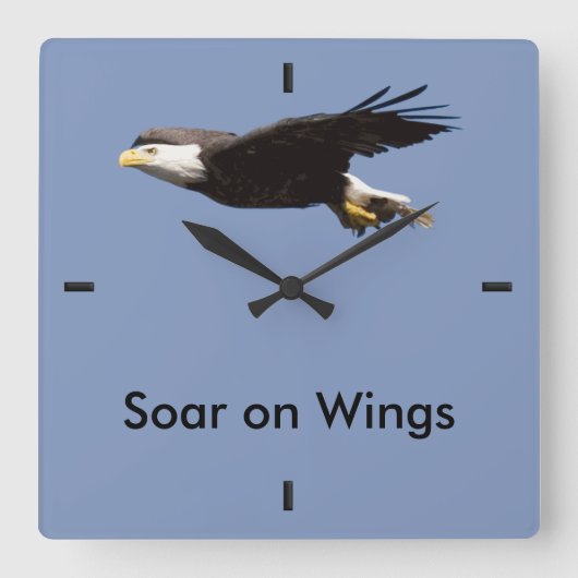 Horloge Carrée "Soar on Wings" Eagle In Flight (Recto)