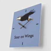 Horloge Carrée "Soar on Wings" Eagle In Flight (Angle)