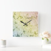 Horloge Carrée Soft Pastel Rainbow Hydrangea (Maison)