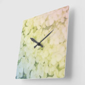 Horloge Carrée Soft Pastel Rainbow Hydrangea (Angle)