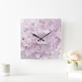 Horloge Carrée Soft Pink Hydrangea (Maison)