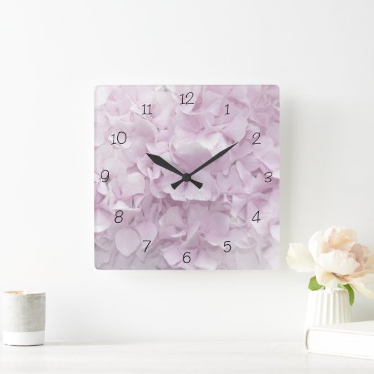 Horloge Carrée Soft Pink Hydrangea (Maison)