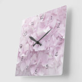 Horloge Carrée Soft Pink Hydrangea (Angle)