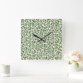 Horloge Carrée Soft Sage Green Botanical Leaf Foliage Pattern (Maison)